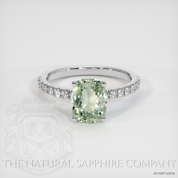 Image of Green Sapphire Ring - Cushion 2.25 Ct. - Platinum 950 - #JS1150PT,S3534