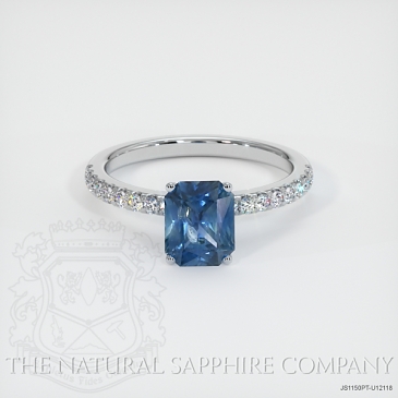 Image of Grayish Blue Sapphire Ring - Radiant 1.84 Ct. - Platinum 950 - #JS1150PT,U12118