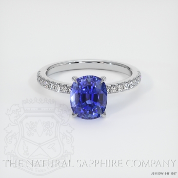 Image of Blue Sapphire Ring - Cushion 2.29 Ct. - 18K White Gold - #JS1150W18,B11587