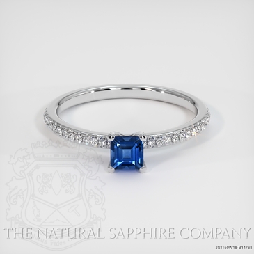 Image of Blue Sapphire Ring - Princess 0.48 Ct. - 18K White Gold - #JS1150W18,B14768