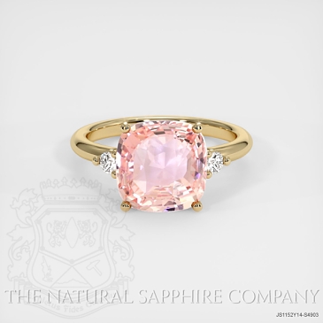 Image of Padparadscha Sapphire Ring - Cushion 4.37 Ct. - 14K Yellow Gold - #JS1152Y14,S4903