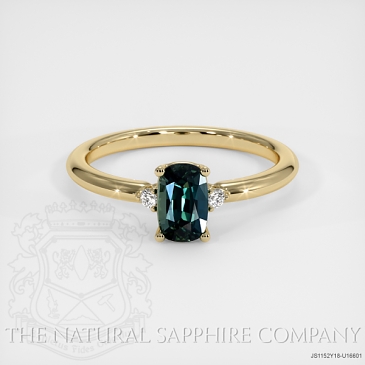 Image of Bluish Green Sapphire Ring - Cushion 1.05 Ct. - 18K Yellow Gold - #JS1152Y18,U16601