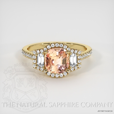 Image of Padparadscha Sapphire Ring - Cushion 1.60 Ct. - 18K Yellow Gold - #JS1156Y18,S4124