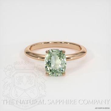 Image of Green Sapphire Ring - Cushion 2.25 Ct. - 18K Rose Gold - #JS1163R18,S3534