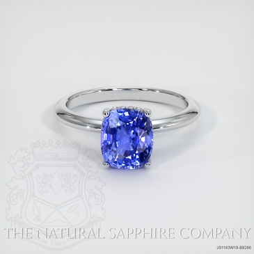 Image of Blue Sapphire Ring - Cushion 2.51 Ct. - 18K White Gold - #JS1163W18,B9286