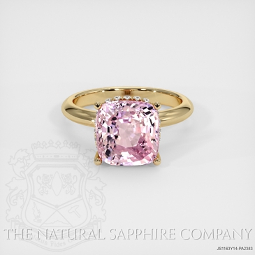 Image of Padparadscha Sapphire Ring - Cushion 6.02 Ct. - 14K Yellow Gold - #JS1163Y14,PA2383