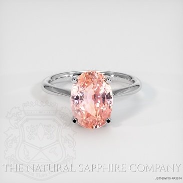 Image of Padparadscha Sapphire Ring - Oval 3.65 Ct. - 18K White Gold - #JS1169W18,PA3814