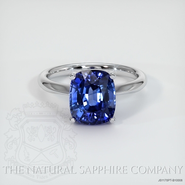 Image of Blue Sapphire Ring - Cushion 3.66 Ct. - Platinum 950 - #JS1170PT,B10008