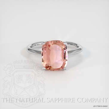 Image of Padparadscha Sapphire Ring - Cushion 3.52 Ct. - 18K White Gold - #JS1170W18,S4641