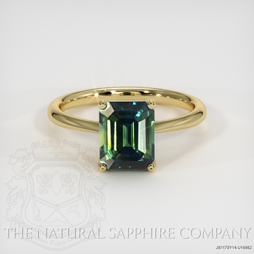 Image of Green Sapphire Ring - Emerald Cut 2.66 Ct. - 14K Yellow Gold - #JS1170Y14,U16862