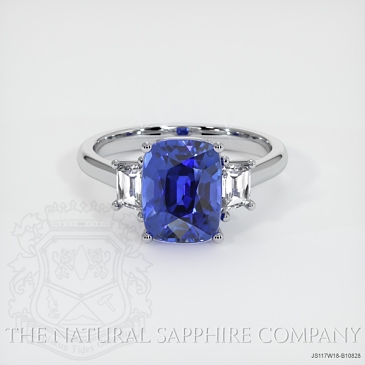 Image of Blue Sapphire Ring - Cushion 4.52 Ct. - 18K White Gold - #JS117W18,B10828