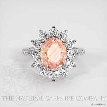 Image of Padparadscha Sapphire Ring - Oval 3.08 Ct. - 14K White Gold - #JS1189W14,PA3328