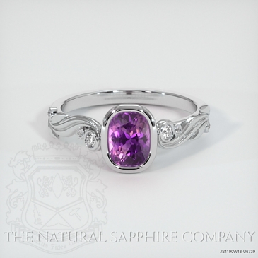 Image of Purple Sapphire Ring - Cushion 1.11 Ct. - 18K White Gold - #JS1190W18,U6739
