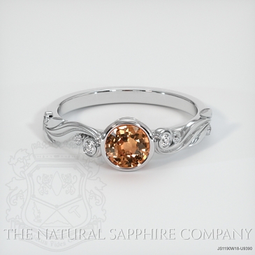 Image of Orangish Brown Sapphire Ring - Round 1.02 Ct. - 18K White Gold - #JS1190W18,U9390