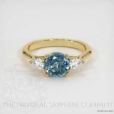 Image of Greenish Blue Sapphire Ring - Round 1.48 Ct. - 18K Yellow Gold - #JS1193Y18,U14092