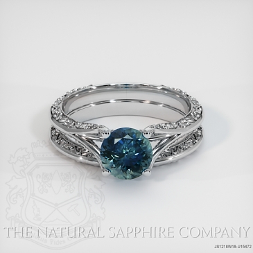 Image of Greenish Blue Sapphire Ring - Round 1.26 Ct. - 18K White Gold - #JS1218W18,U15472
