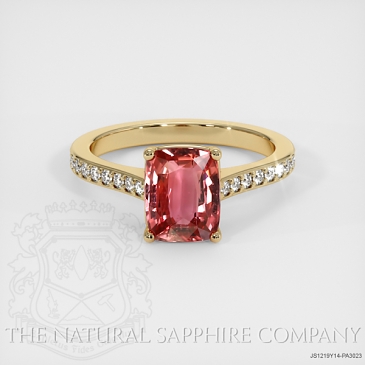 Image of Padparadscha Sapphire Ring - Cushion 2.24 Ct. - 14K Yellow Gold - #JS1219Y14,PA3023