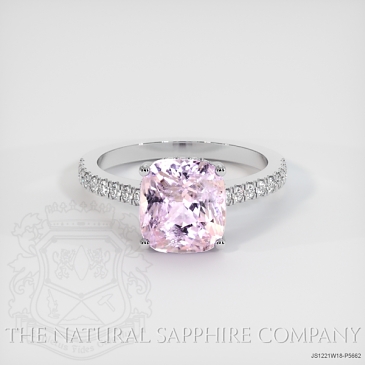Image of Pink Sapphire Ring - Cushion 3.36 Ct. - 18K White Gold - #JS1221W18,P5662