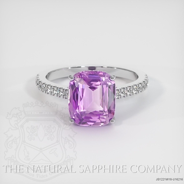 Image of Purple Sapphire Ring - Cushion 4.03 Ct. - 18K White Gold - #JS1221W18,U16216