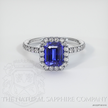 Image of Blue Sapphire Ring - Emerald 1.57 Ct. - Platinum 950 - #JS1222PT,B13110