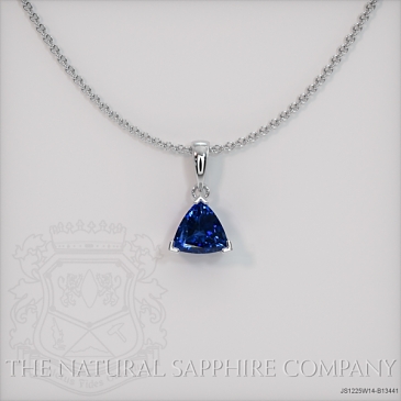 Image of Blue Sapphire Pendant Necklace - Trillion 0.87 Ct. - 14K White Gold - #JS1225W14,B13441