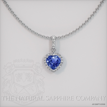 Image of Blue Sapphire Pendant Necklace - Heart 1.18 Ct. - Platinum 950 - #JS1268PT,S3508