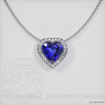 Image of Blue Sapphire Pendant Necklace - Heart 2.72 Ct. - 14K White Gold - #JS1270W14,B13759