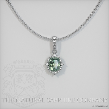 Image of Green Sapphire Pendant Necklace - Cushion 0.81 Ct. - 14K White Gold - #JS1285W14,U10567