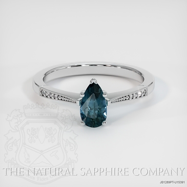 Image of Greenish Blue Sapphire Ring - Pear 0.82 Ct. - Platinum 950 - #JS1289PT,U15391