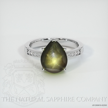 Image of Black Sapphire Ring - Pear 6.91 Ct. - 18K White Gold - #JS1289W18,S2500