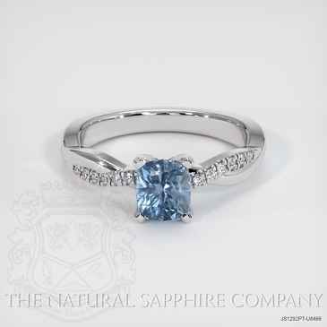 Image of Grayish Blue Sapphire Ring - Cushion 1.47 Ct. - Platinum 950 - #JS1292PT,U8466