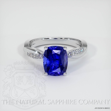 Image of Blue Sapphire Ring - Cushion 3.48 Ct. - 14K White Gold - #JS1292W14,B6632