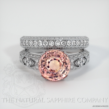 Image of Padparadscha Sapphire Ring - Round 3.82 Ct. - 14K White Gold - #JS1293W14,PA3255