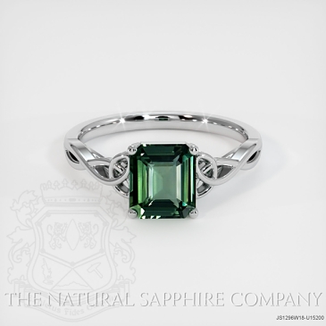 Image of Green Sapphire Ring - Emerald Cut 2.04 Ct. - 18K White Gold - #JS1296W18,U15200