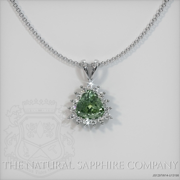 Image of Green Sapphire Pendant Necklace - Trillion 1.33 Ct. - 14K White Gold - #JS1297W14,U13198