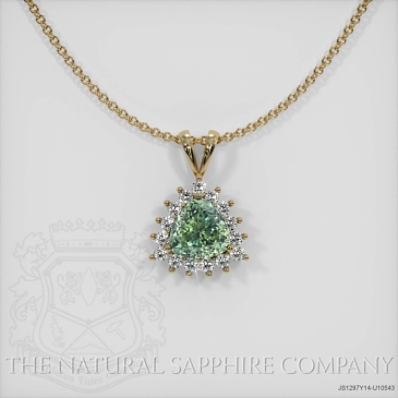 Image of Yellowish Green Sapphire Pendant Necklace - Trillion 1.15 Ct. - 14K Yellow Gold - #JS1297Y14,U10543