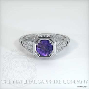 Image of Bluish Purple Sapphire Ring - Round 1.00 Ct. - 18K White Gold - #JS12W18,U6050
