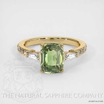 Image of Green Sapphire Ring - Cushion 2.33 Ct. - 18K Yellow Gold - #JS1300Y18,U13345