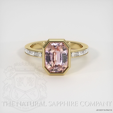 Image of Padparadscha Sapphire Ring - Radiant 3.57 Ct. - 18K Yellow Gold - #JS1303Y18,PA4118