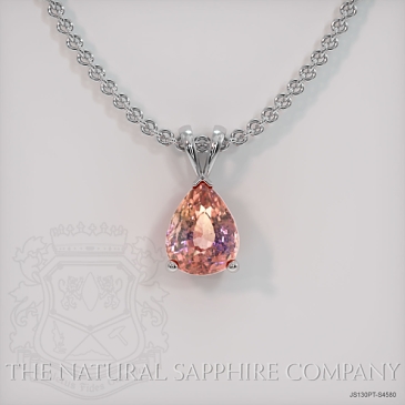 Image of Padparadscha Sapphire Pendant Necklace - Pear 2.19 Ct. - Platinum 950 - #JS130PT,S4580