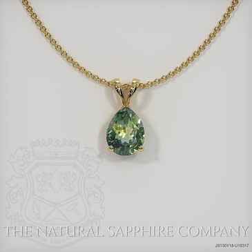 Image of Yellowish Green Sapphire Pendant Necklace - Pear 0.99 Ct. - 18K Yellow Gold - #JS130Y18,U10317
