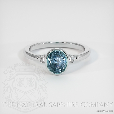 Image of Greenish Blue Sapphire Ring - Oval 1.18 Ct. - 18K White Gold - #JS1310W18,U13070
