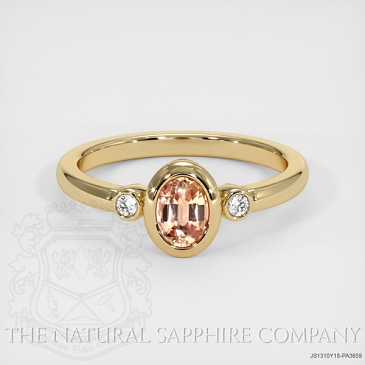 Image of Padparadscha Sapphire Ring - Oval 0.75 Ct. - 18K Yellow Gold - #JS1310Y18,PA3659
