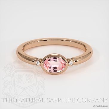 Image of Padparadscha Sapphire Ring - Oval 0.73 Ct. - 18K Rose Gold - #JS1311R18,S3555
