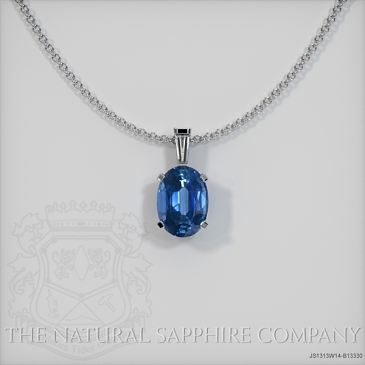 Image of Blue Sapphire Pendant Necklace - Oval 1.17 Ct. - 14K White Gold - #JS1313W14,B13330