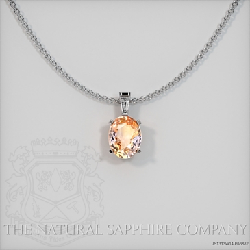 Image of Padparadscha Sapphire Pendant Necklace - Oval 2.06 Ct. - 14K White Gold - #JS1313W14,PA3882
