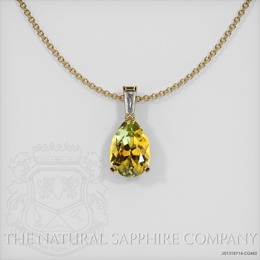 Image of Bi Color Sapphire Pendant Necklace - Pear 0.85 Ct. - 14K Yellow Gold - #JS1316Y14,CG460