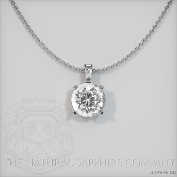 Image of White Sapphire Pendant Necklace - Round 1.50 Ct. - 14K White Gold - #JS1317W14,U13352