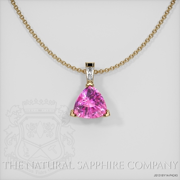 Image of Pink Sapphire Pendant Necklace - Trillion 1.00 Ct. - 14K Yellow Gold - #JS1318Y14,P4243