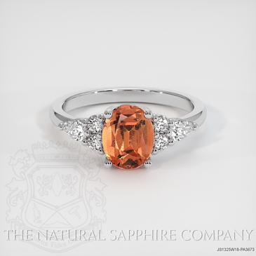 Image of Padparadscha Sapphire Ring - Oval 1.41 Ct. - 18K White Gold - #JS1325W18,PA3673